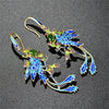 Luxurious 925 Sterling Silver Big Drop Earrings Multi Green Blue Phoenix Cloisonne with Jade Ear Hook for Women Jewelry