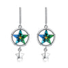 Luxurious Drop Earrings S925 Sterling Silver Micro Paved CZ Stone With Multi Star Natural Austria Crystal Dangle Brincos
