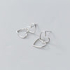 New 100% 925 Sterling Silver Double Hollow Hearts Stud Earrings for Women Small Bijoux Fine Jewelry Cute Gorl Brincos