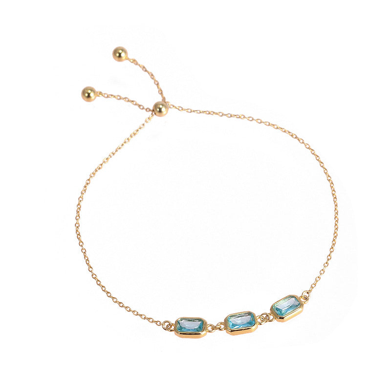 New Adjustable Charming Bracelets & Bangles With Blue Cubic Zirconia Gold Color For Woman Jewelry Gift Pulseras Mujer