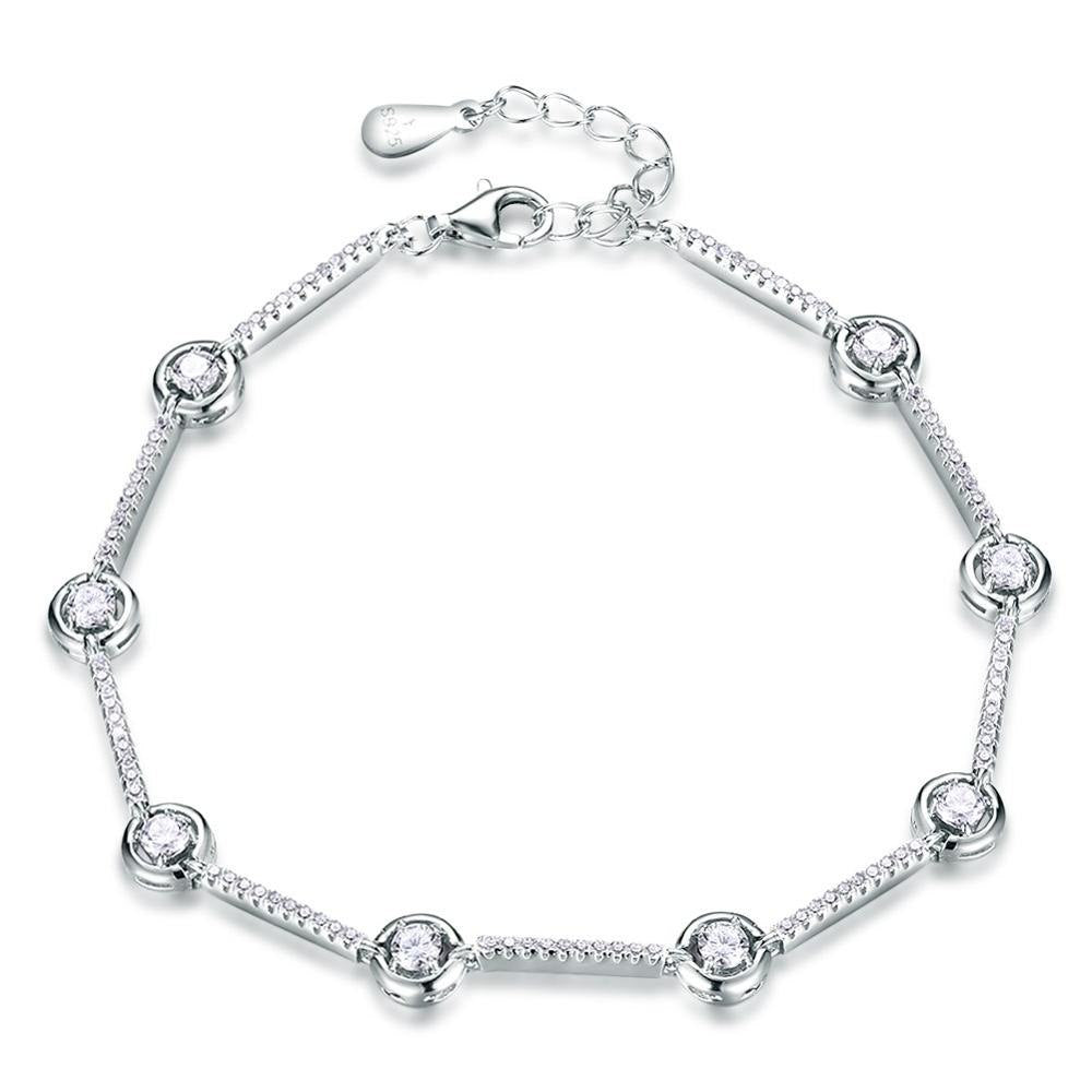 New Arrival Delicate Link Chain Bracelet S925 Sterling Silver Micro Paved Tiny CZ Crystal Stone Bangle for Women Jewelry
