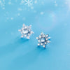 New Christmas Gift Snowflake Shape Stud Earrings 925 Sterling Silver Micro Paved CZ Crystal Brincos for Women Jewelry