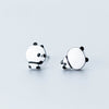 New Cute Animal Stud Earrings S925 Sterling Silver White nad Black Color Panda Shape Fine Jewelry For Girl Friend Brincos
