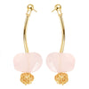 New Delicate Drop Earrings S925 Sterling Silver Yellow Gold Plater With Big Irregular Natural Pink White Stone Brincos