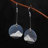 New Delicate Ear Hook S925 Sterling Silver Mountain Shape Inl Round Gr Agate Statement Drop Earrings for Women Brinco