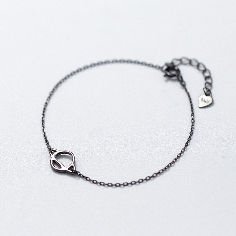New Delicate Fine Jewelry S925 Sterling Silver Cosmic Planet Shape Accessories with Link Chain Bracelet Plated Gun Black