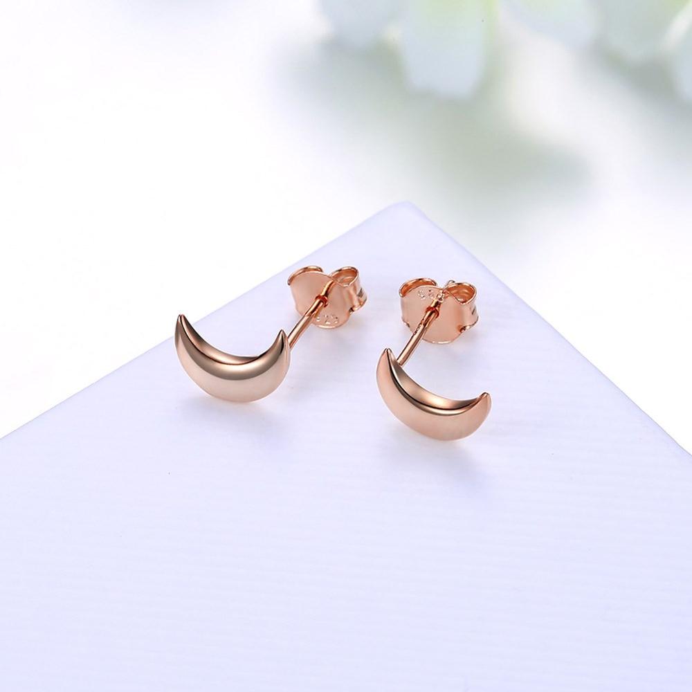 New Elegant Design S925 Silver Stud Earrings Moon Shape Rhodium Plated Fine Jewelry for Women Wedding Party Brincos