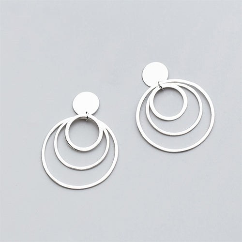 New Elegant Drop Earrings S925 Sterling Silver 3pcs Big Round Circels Pendant Dangle Brincos foe Women Party Fine Jewelry