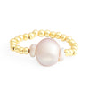 New Fashion S925 Sterling Silver Ring with Gold Color Beads Natural Fresh Water Pearl Finger Accessories Fine Jewelry