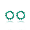 New Fashionable Design S925 Sterling Silver Stud Earrings Micro Paved Green Red CZ Round Shape Brincos Jewelry for Women