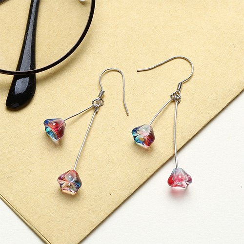 New Fashionable Luxurious Ear Hook S925 Sterling Silver Purple Red Yellow Natural Crystal Dangle Drop Earrings for Women