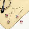 New Fashionable Luxurious Ear Hook S925 Sterling Silver Purple Red Yellow Natural Crystal Dangle Drop Earrings for Women