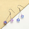 New Fashionable Luxurious Ear Hook S925 Sterling Silver Purple Red Yellow Natural Crystal Dangle Drop Earrings for Women