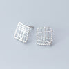 New Fresh Design S925 Sterling Silver Line Constitute Heart and Square Stud Earrings for Women Party Jewelry Brincos Gift