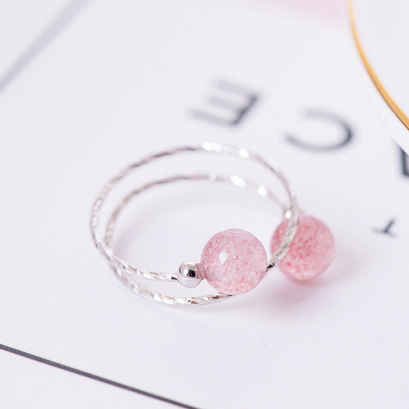 New   Fashion Luxury Women Engagement Jewelry 925 sterling Silver Strawberry Quartz Crystal Female Wedding Finger