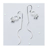 New Long Chain Ear Line S925 Sterling Silver Circle Round Bead Wave Dangle Drop Earrings for Women Girl Party Bijoux