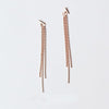 New Long Ear Line S925 Sterling Silver V Word with Light Beads Tassel Drop Earrings Double Side Two Use Brincos Jewelry