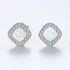 New Luxurious Stud Earrings S925 Sterling Silver Picro Paved CZ Stone with Multi Opal Brincos Fine Jewelry for Women