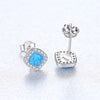 New Luxurious Stud Earrings S925 Sterling Silver Picro Paved CZ Stone with Multi Opal Brincos Fine Jewelry for Women