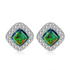 New Luxurious Stud Earrings S925 Sterling Silver Picro Paved CZ Stone with Multi Opal Brincos Fine Jewelry for Women