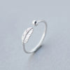 New Real 925 Sterling Silver Open Size Adjustable Feather Finger Ring for Women Girl Party Fine Jewelry Birthd Gift