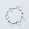 New S925 Silver pulseira Simple Adjustable Jewelry Double Chain with Blue Crystal Ball Bracelets Bangles For Women Bijoux