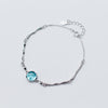 New S925 Sterling Silver Charming Bracelet for Woman Girl Blue Crystal Fine Chain Adjustable Bangle For Women Party Gift
