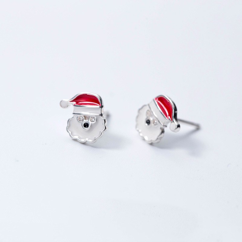 New Simple Delicate Design S925 Sterling Silver Old Man Shape Stud Earrings for Women Girl Christmas Gift Fine Jewelry