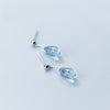 New Simple Design Fine Jewelry S925 Sterling Silver Waterdrop Blue Crystal Stone Pendant Dangle Drop Earrings for Women