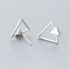 New Simple Design S925 Sterling Silver Double Triangle Geometric Stud Earrings for Women Fine Jewelry Brincos Bijoux