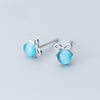New Simple Jewelry Stud Earrings For Women Wedding Elegant S925 Sterling Silver Bowknot Blue Stone Crystal Brincos Bijoux