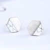 New Simple Korean Creative Geometric Hexagon Stud Earrings for Women Small S925 Silver Brincos Ear Jewelry Girls Gift