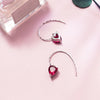 New Simple Stud Earrings S925 Sterling Silver Single Waterdrop Red CZ Crystal with Long Ear Pins Brincos for Women Bijoux