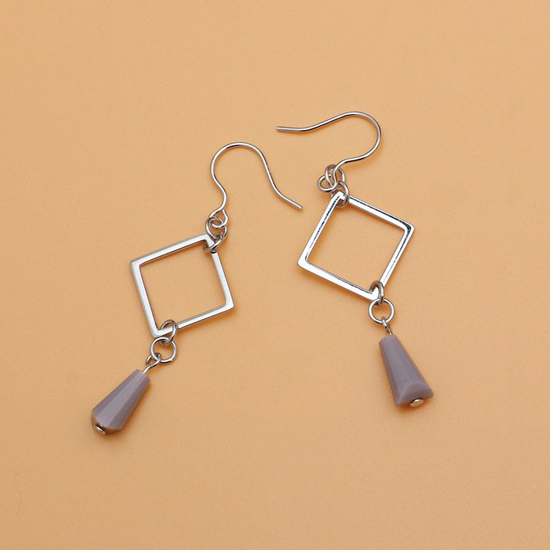 New Simple Temperament Geometry Drop Earrings Hollow Square S925 Silver Dangle Pendientes Earrings For Women Brincos