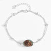 New Statement Double Chain Charming Bracelet S925 Sterling Silver Yellow Gold Plated with Beads and Natural Stone Bangle