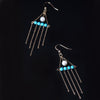 New Statement Luxurious Ear Hook S925 Sterling Silver Inl Natural Pearl with Turquoise Chain Tassel Dangle Drop Earring