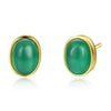 New Statement Stud Earrings S925 Sterling Silver Oval Green Emerald Natural Crystal Brincos for Women Wedding Jewelry