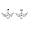 New Sweety Stud Earrings S925 Sterling Silver Angle Wings Shape Brincos Micro Paved CZ Crystal Fine Jewelry Gold Plated