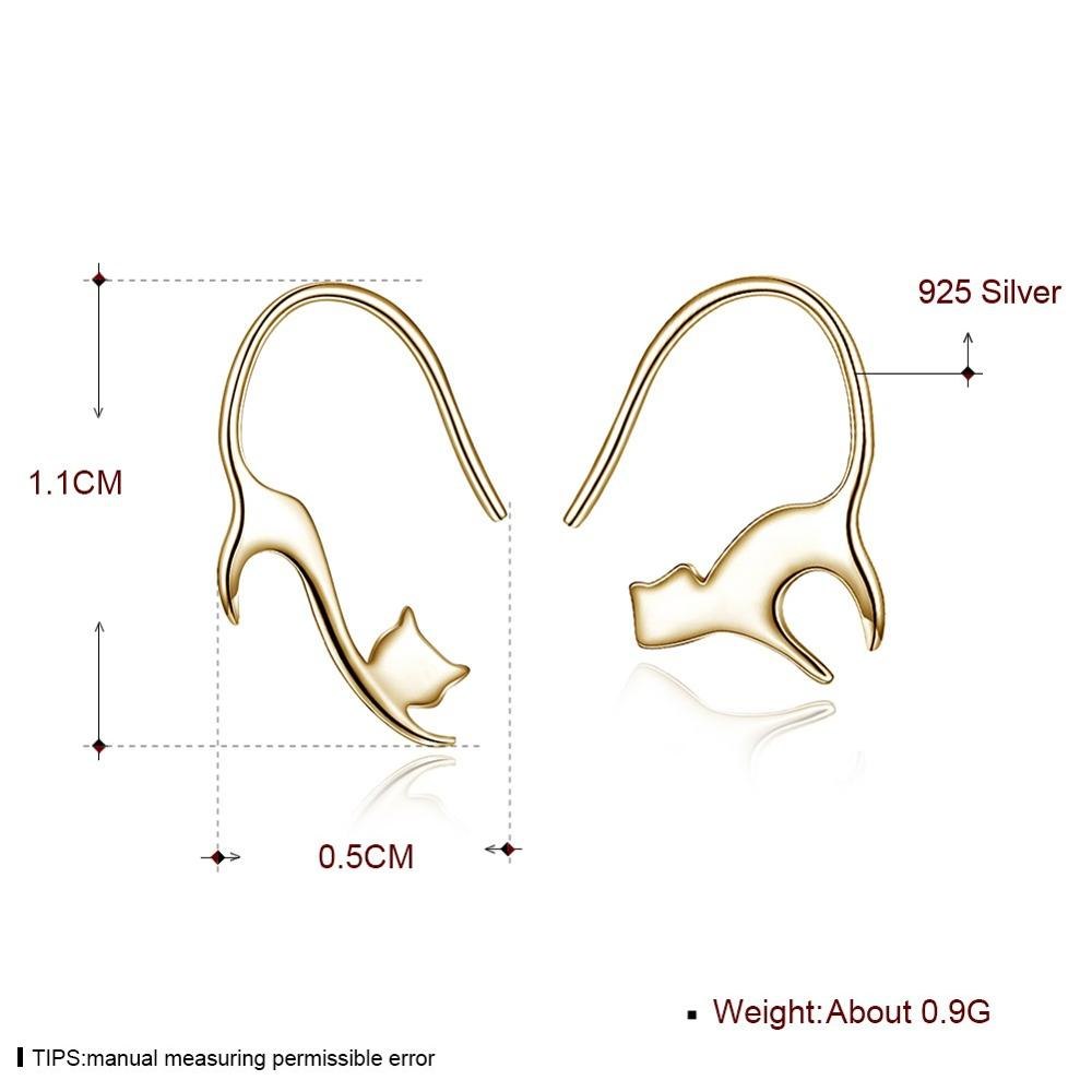 Newest 925 Sterling Silver Ear Hook Cat Animal Shape Stud Earrings for Women Wedding Cute Fine Jewelry Brincos Bijoux