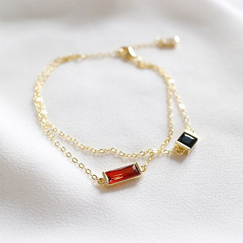 Newest Double Chians Charming Bracelet S925 Sterling Silver Elegant 18K Gold Plated Bangle Fine Jewelry for Women Party