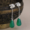 Real 925 Sterling Silver Natural Agate Creative Handmade Fine Jewelry Water Drop Lotus Drop Earrings for Women Brincos