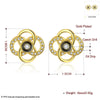 Rose Gold Color Simulated Pearl Earrings Woman Flower Stud Earrings with Austria Rhinestone E1046-B