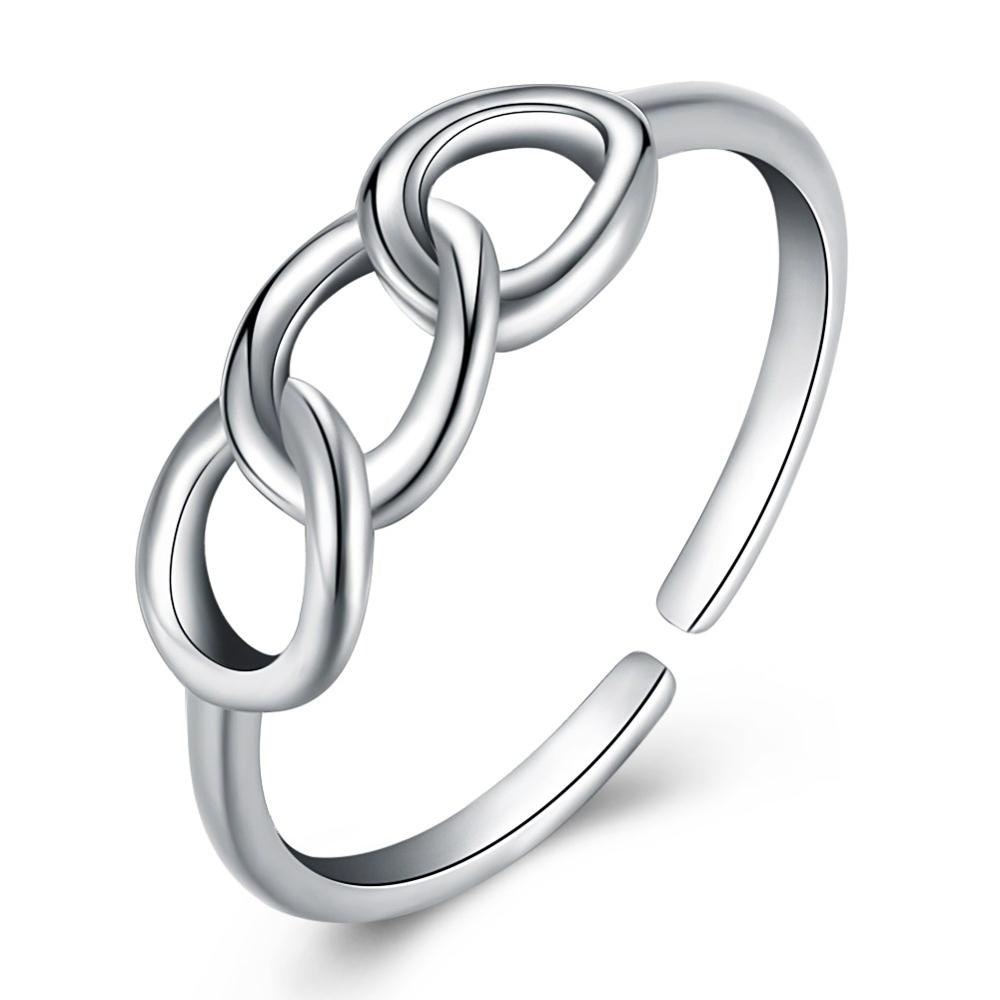 Sterling Silver Adjustable Rings for Women Popular Cute Circle Shape Finger Accessories for Women Party Elegant Jewelry