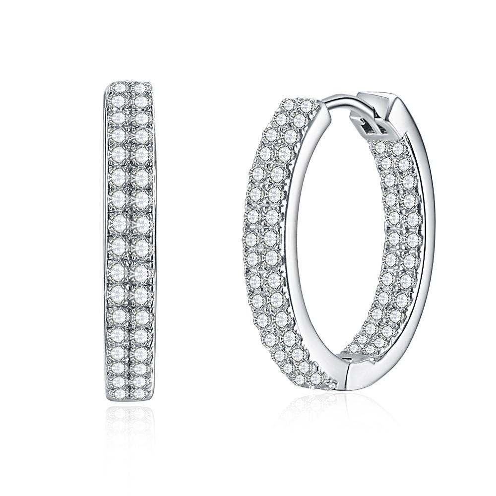 Trendy 925 Sterling Silver Earring Cubic Zirconia Crystal Stone Round Ear Hoop Fine Jewelry Finding Handmade Brincos