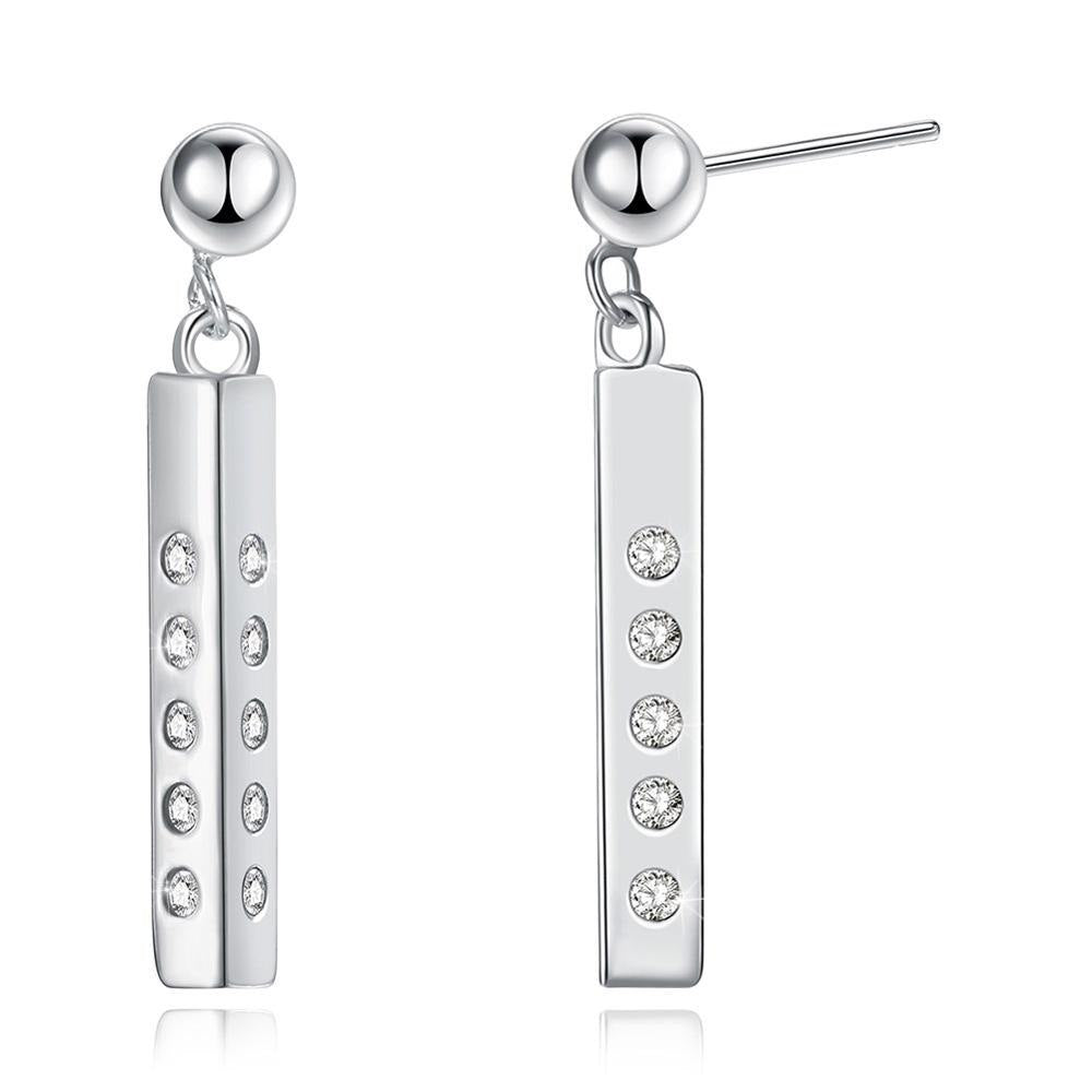 Unique Drop Earrings S925 Sterling Silver Round Ball with Long Square Cuboid Dangle Brincos for Women Wedding Jewelry