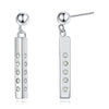 Unique Drop Earrings S925 Sterling Silver Round Ball with Long Square Cuboid Dangle Brincos for Women Wedding Jewelry