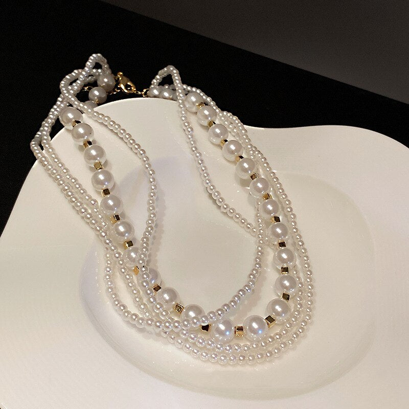 INS Punk Hiphop Thick Chain Choker Pearl Necklaces Necklace Sets for Men Vintage Carved Love Pendant Jewelry