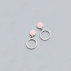 100% 925 Sterling Silver Zircon Minimalist Geometric Enamel Round Earrings For Women Anniversary Party Cute Fine Jewelry