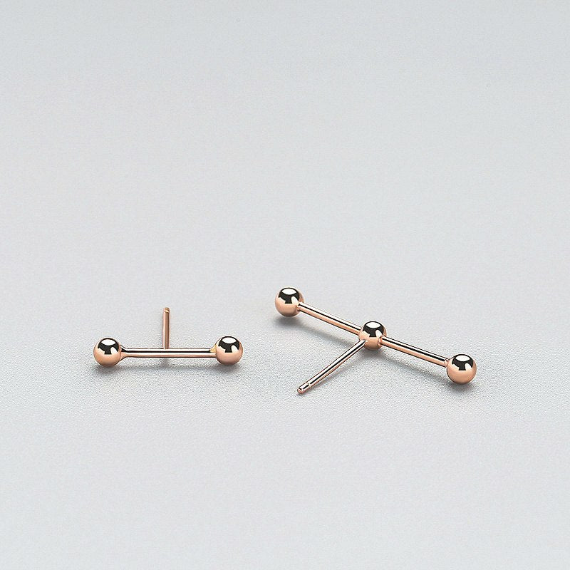 Asymmetry Glossy Geometric Round Bead Stud Earrings For Women Party Fine Jewelry 925 Sterling Silver Mujer Moda 2020 Gift