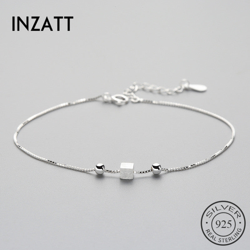 Authentic 925 Sterling Silver Geometric Square BOX Chain Bracelet Fine Jewelry For Women Party Trendy Accessories Gift